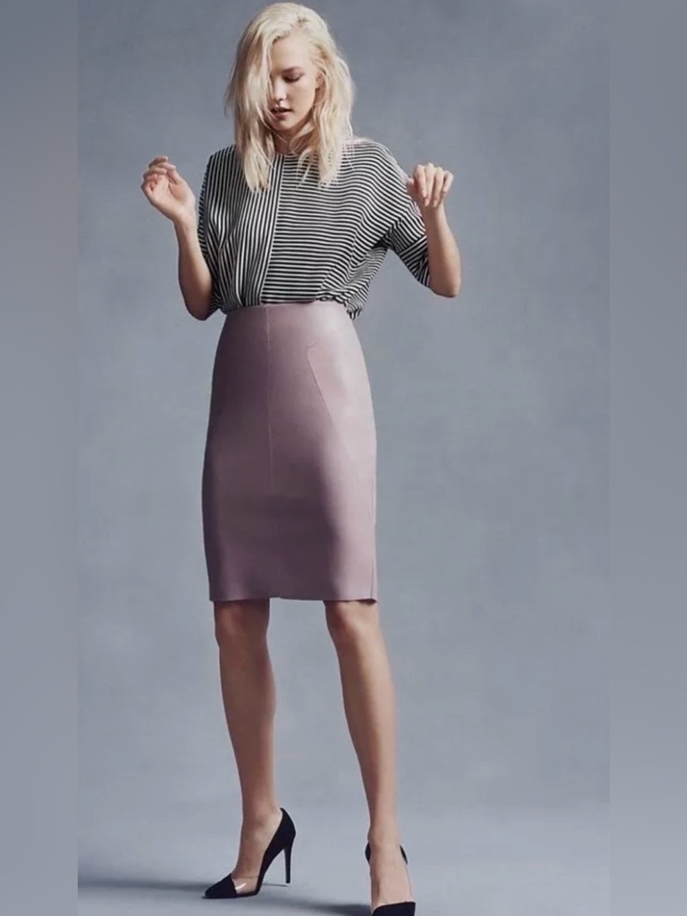 Express Mauve Pencil Skirt - Tailored High-Waist